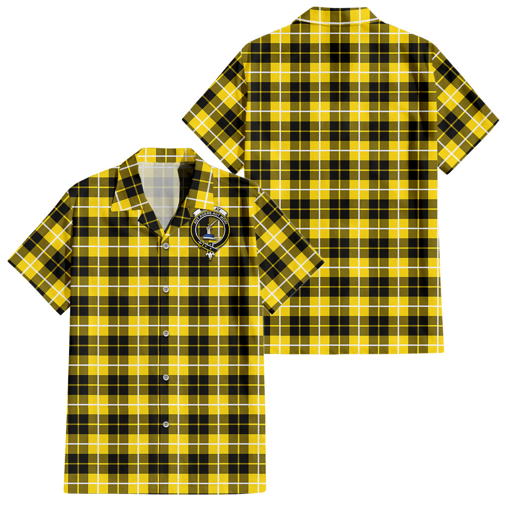 Barclay Dress Modern Tartan Short Sleeve Button Down Shirt with Family Crest - Tartanvibesclothing