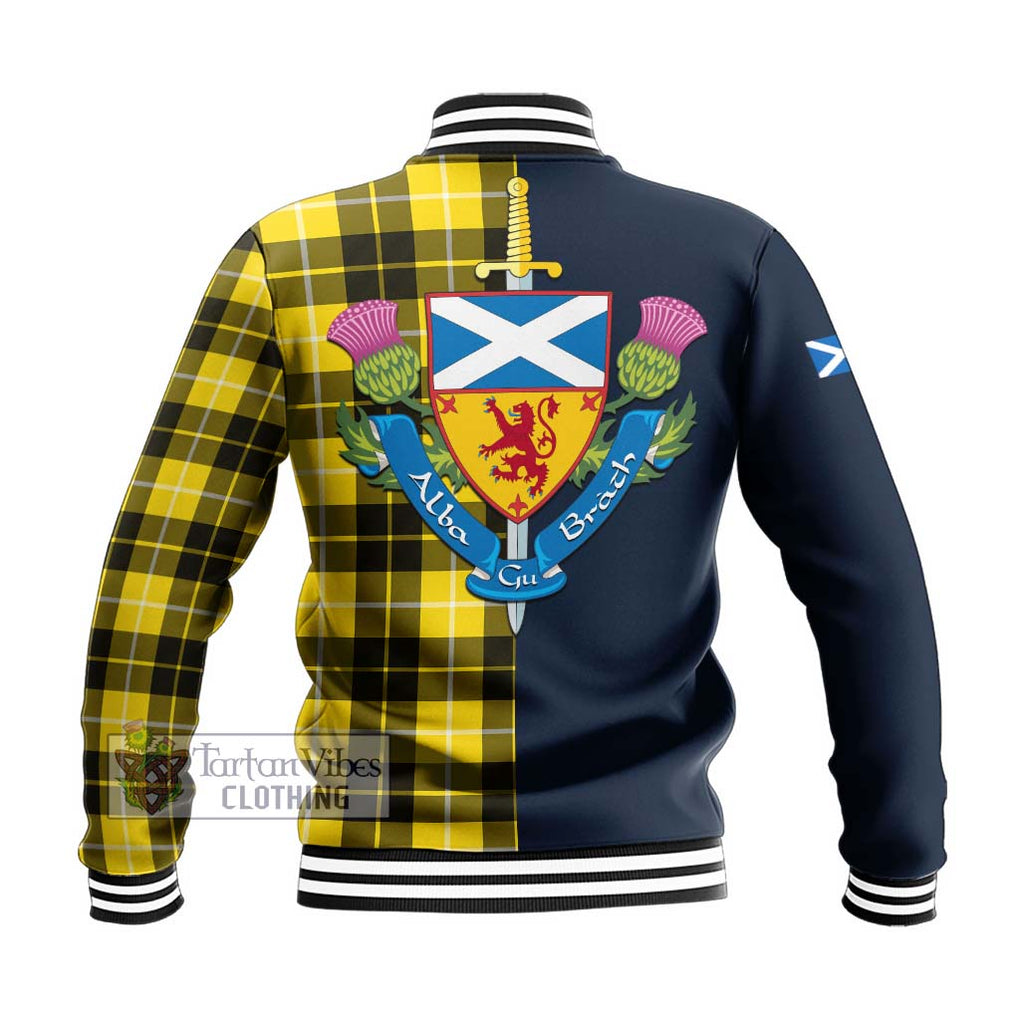 Tartan Vibes Clothing Barclay Dress Modern Tartan Baseball Jacket with Scottish Lion Royal Arm Half Style