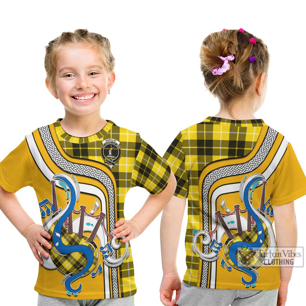 Tartan Vibes Clothing Barclay Dress Modern Tartan Kid T-Shirt with Epic Bagpipe Style