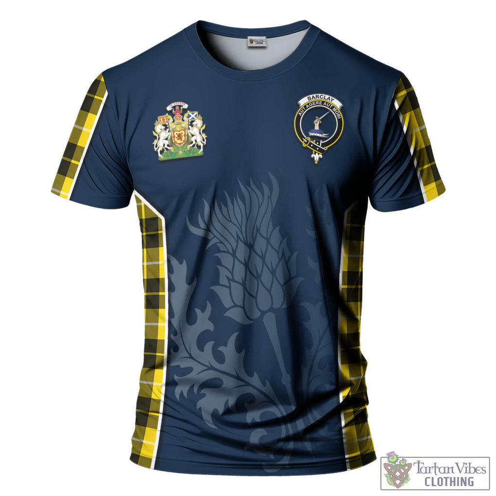 Tartan Vibes Clothing Barclay Dress Modern Tartan T-Shirt with Family Crest and Scottish Thistle Vibes Sport Style