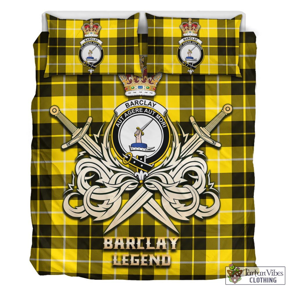 Tartan Vibes Clothing Barclay Dress Modern Tartan Bedding Set with Clan Crest and the Golden Sword of Courageous Legacy