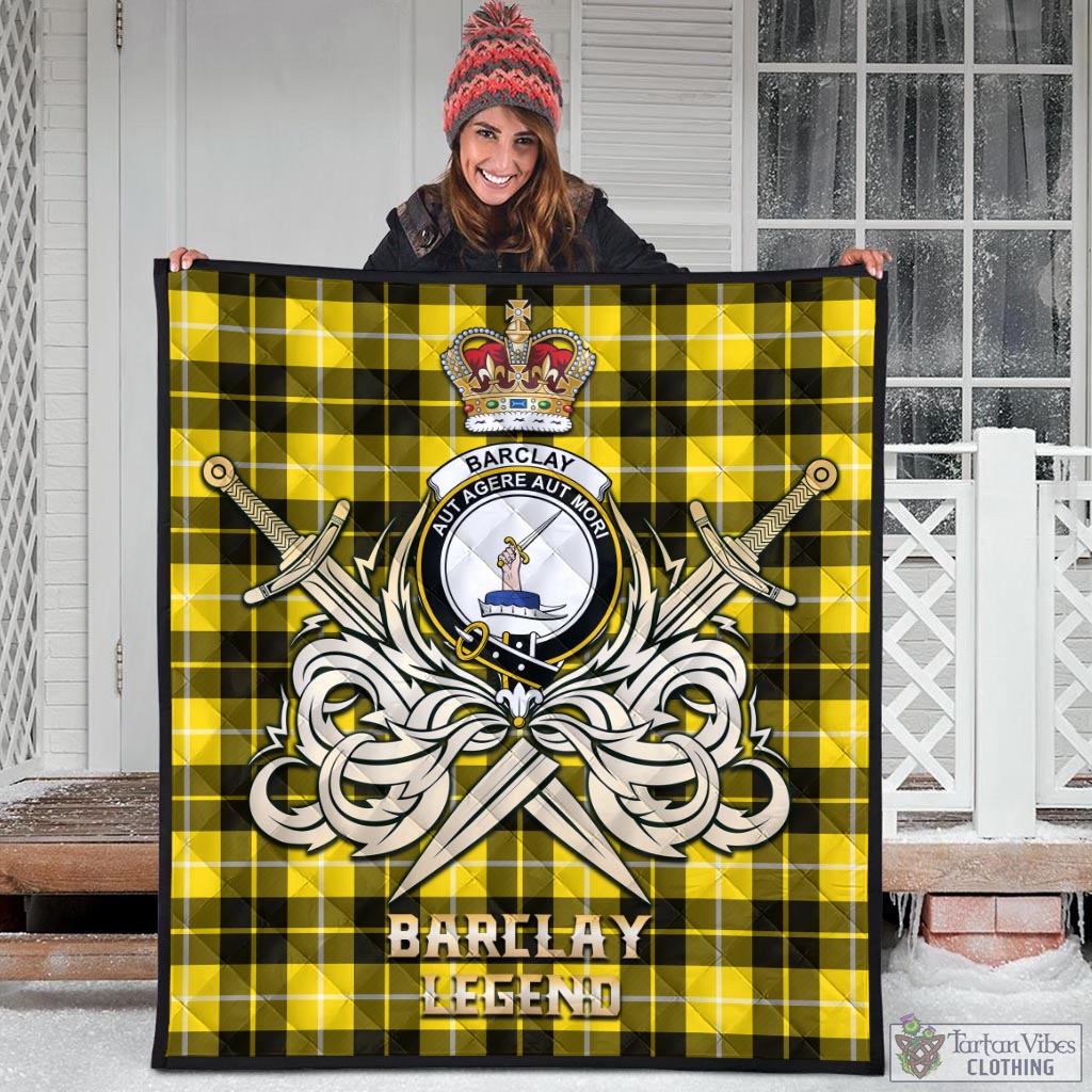 Tartan Vibes Clothing Barclay Dress Modern Tartan Quilt with Clan Crest and the Golden Sword of Courageous Legacy