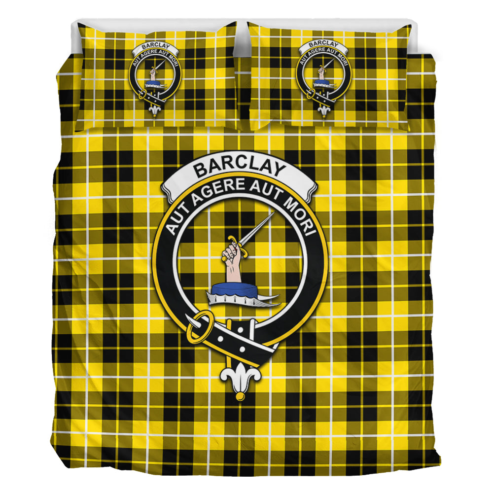 Barclay Dress Modern Tartan Bedding Set with Family Crest - Tartanvibesclothing