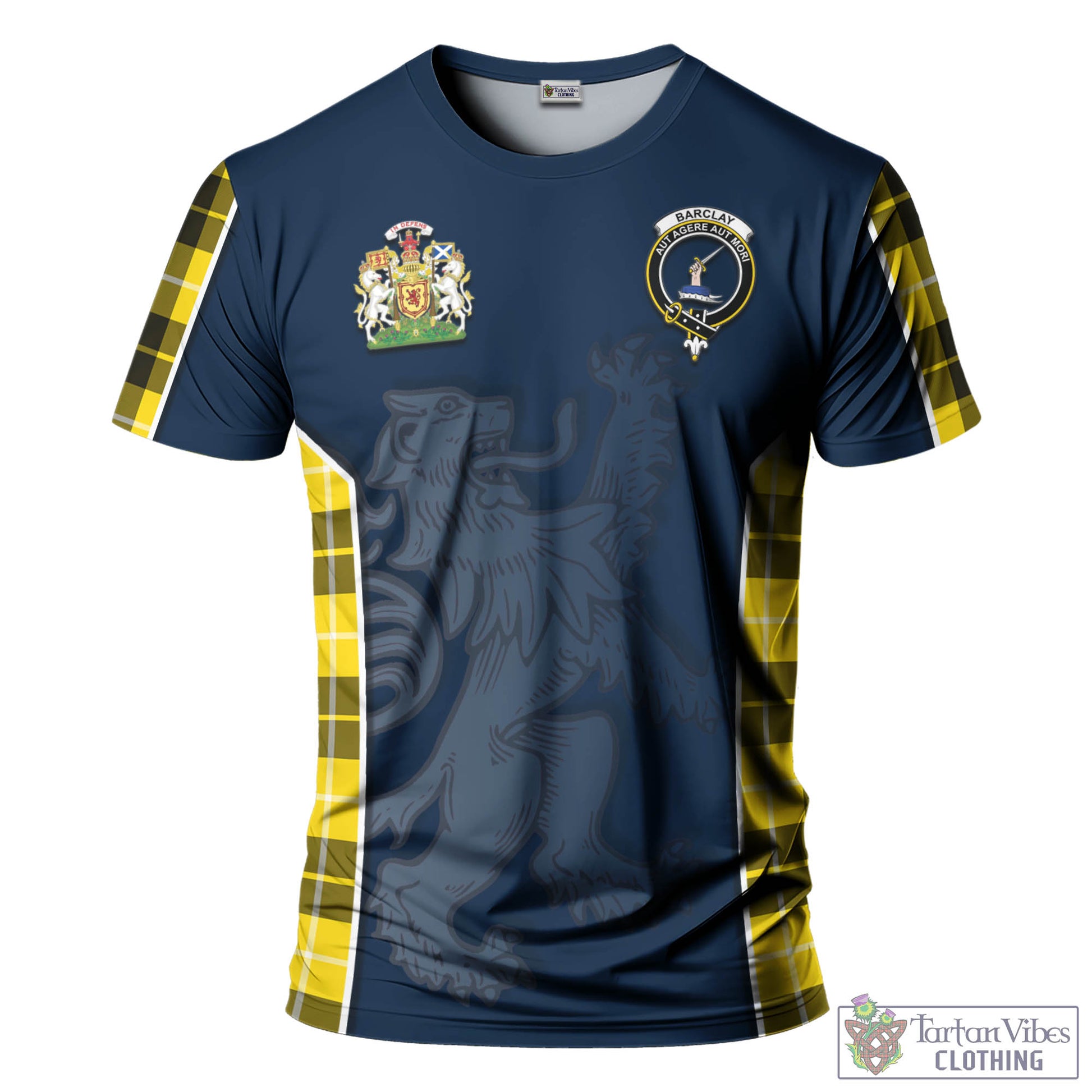 Tartan Vibes Clothing Barclay Dress Modern Tartan T-Shirt with Family Crest and Lion Rampant Vibes Sport Style