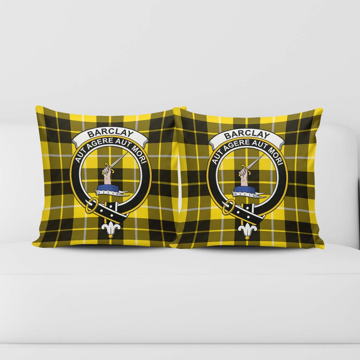 Barclay Dress Modern Tartan Pillow Cover with Family Crest - Tartanvibesclothing