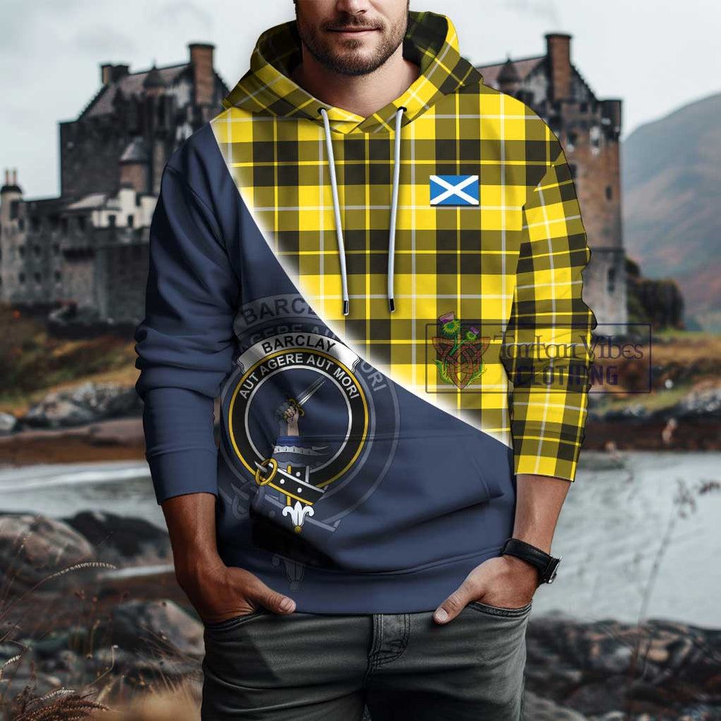 Barclay Dress Modern Tartan Hoodie with Personalised National Flag and Family Crest Half Style - Tartanvibesclothing Shop