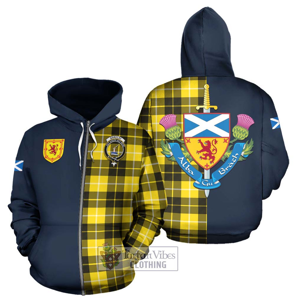 Tartan Vibes Clothing Barclay Dress Modern Tartan Hoodie with Scottish Lion Royal Arm Half Style