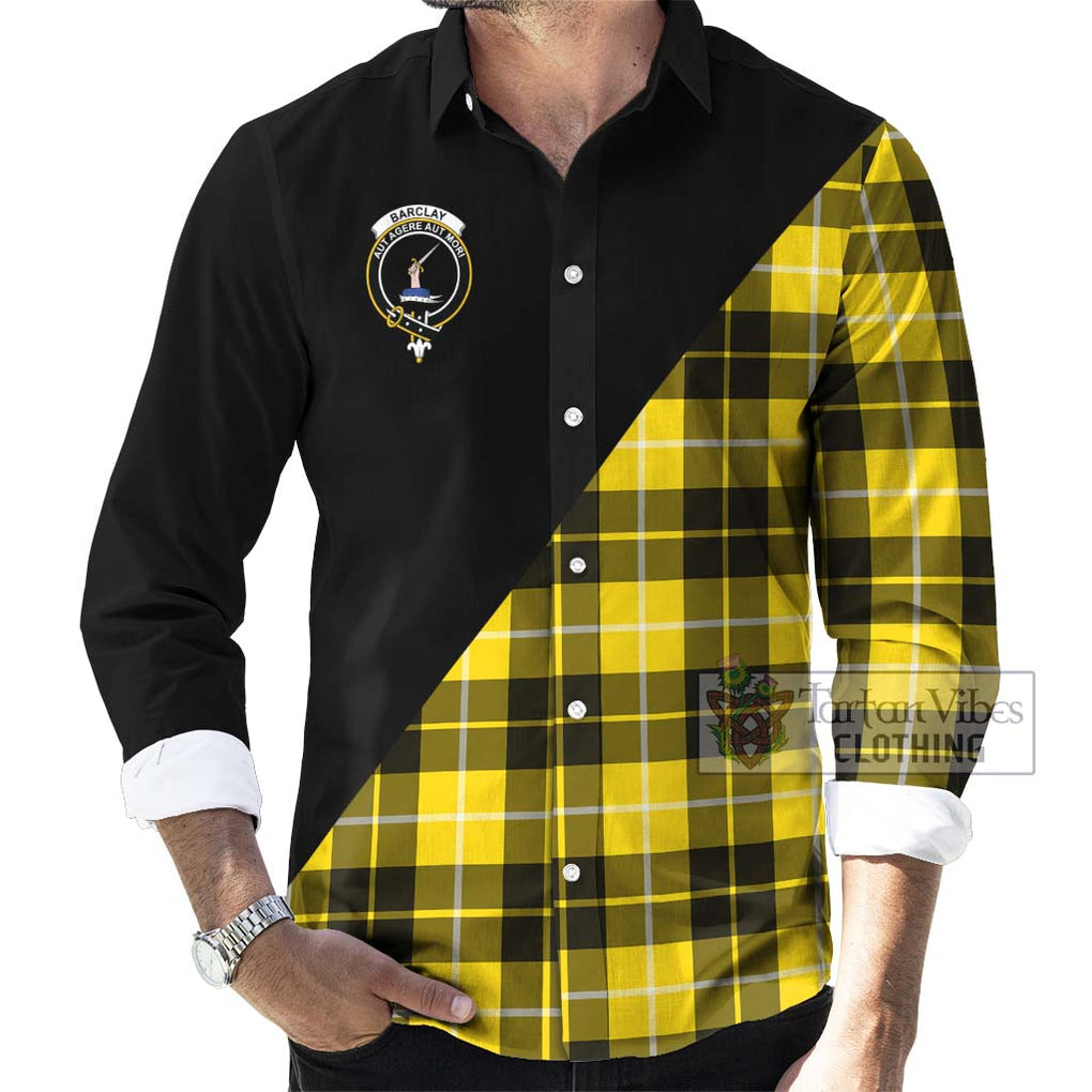 Barclay Dress Modern Tartan Long Sleeve Button Shirt with Family Crest and Military Logo Style - Tartanvibesclothing Shop