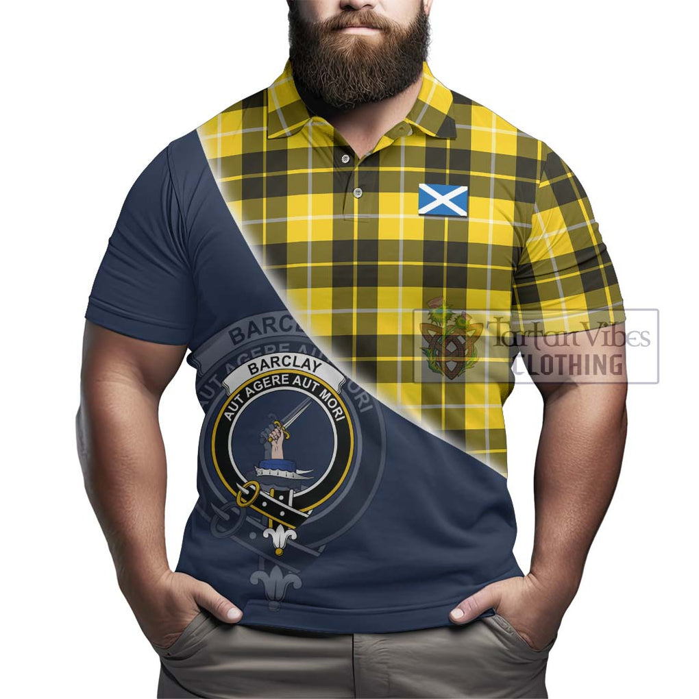 Barclay Dress Modern Tartan Polo Shirt with Personalised National Flag and Family Crest Half Style - Tartanvibesclothing Shop