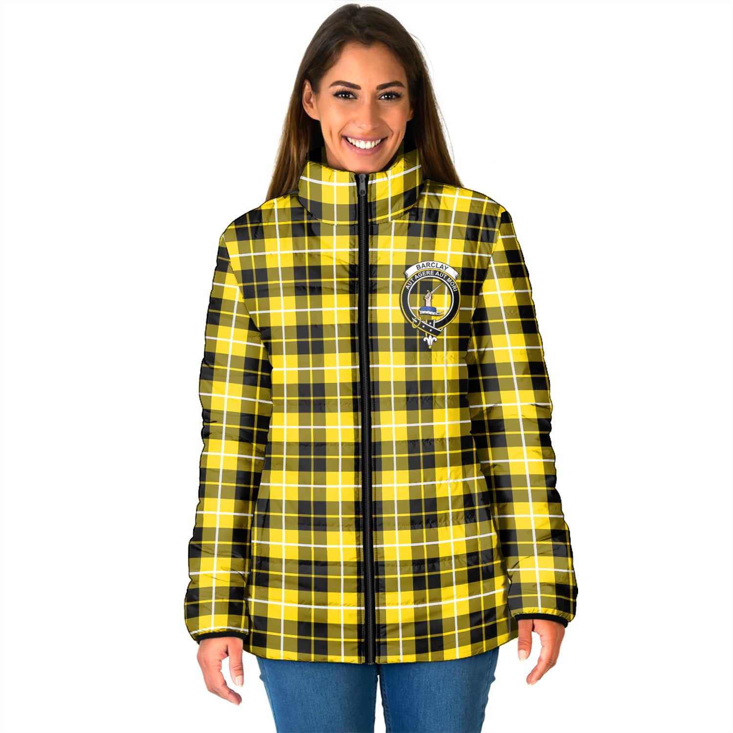 Barclay Dress Modern Tartan Padded Jacket with Family Crest - Tartan Vibes Clothing