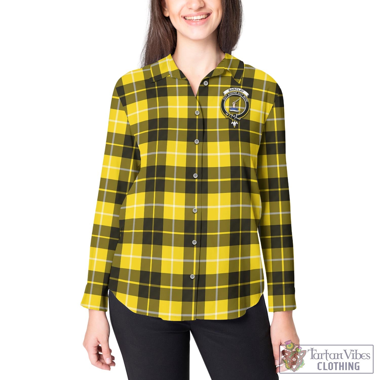 Tartan Vibes Clothing Barclay Dress Modern Tartan Womens Casual Shirt with Family Crest