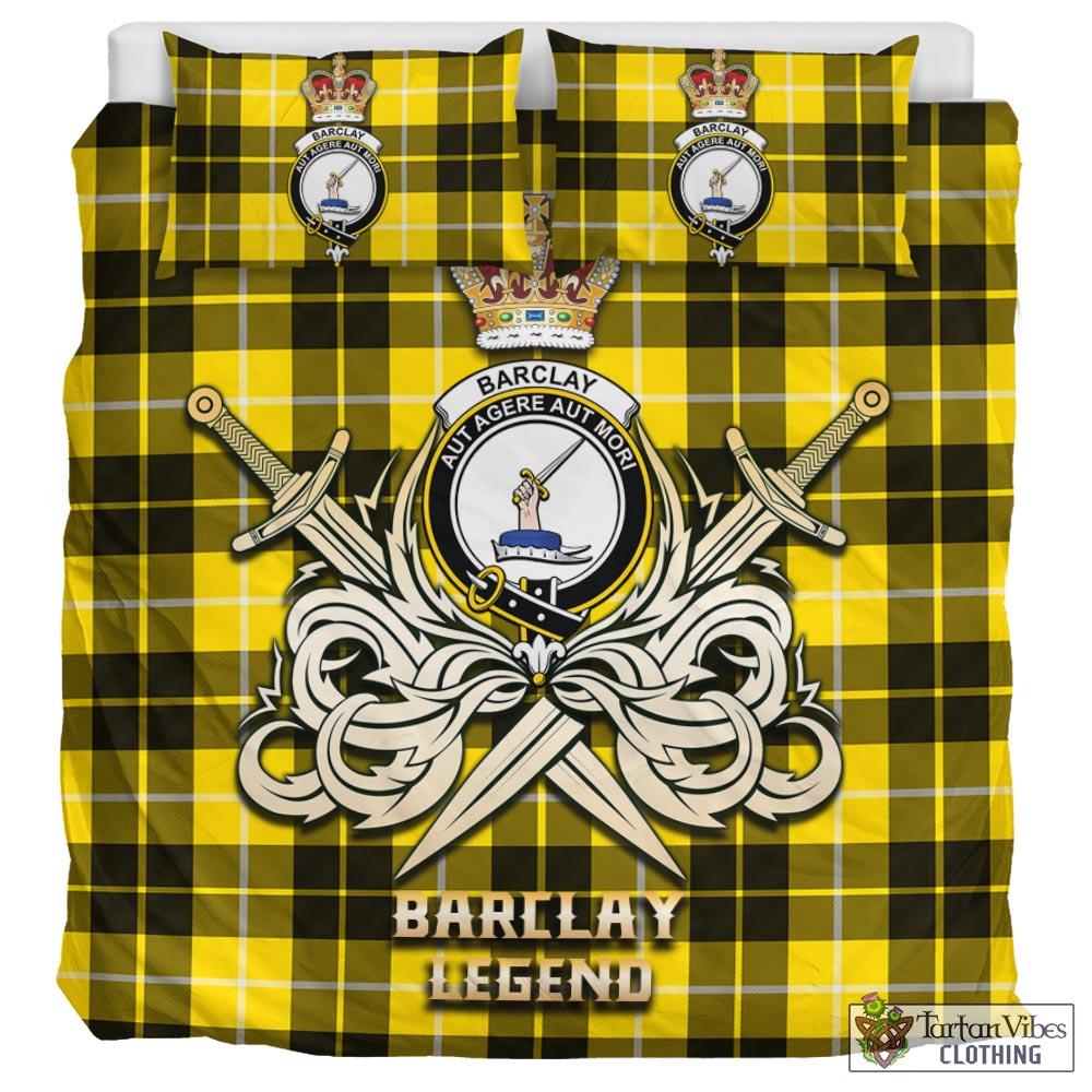 Tartan Vibes Clothing Barclay Dress Modern Tartan Bedding Set with Clan Crest and the Golden Sword of Courageous Legacy