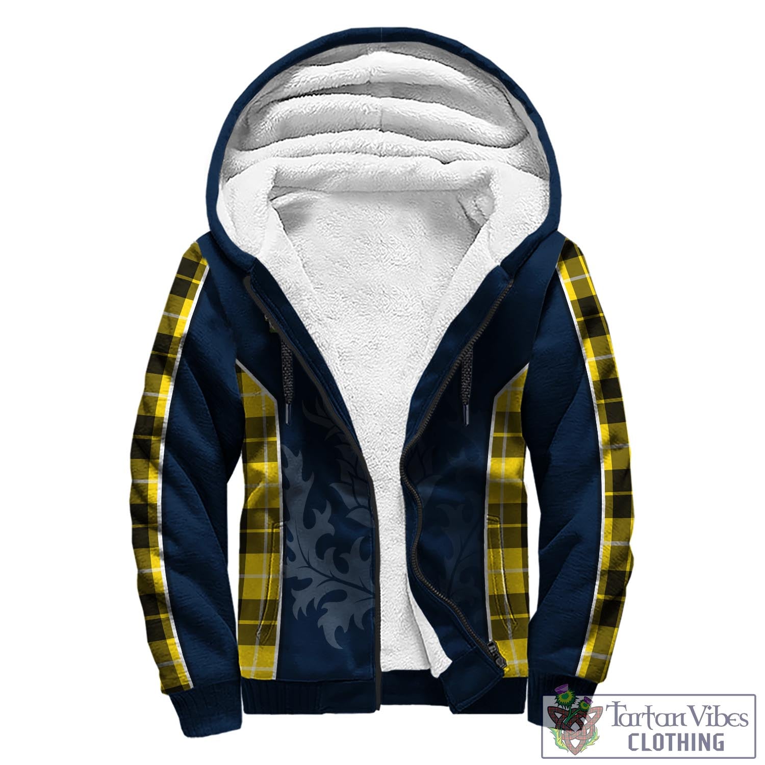 Tartan Vibes Clothing Barclay Dress Modern Tartan Sherpa Hoodie with Family Crest and Scottish Thistle Vibes Sport Style