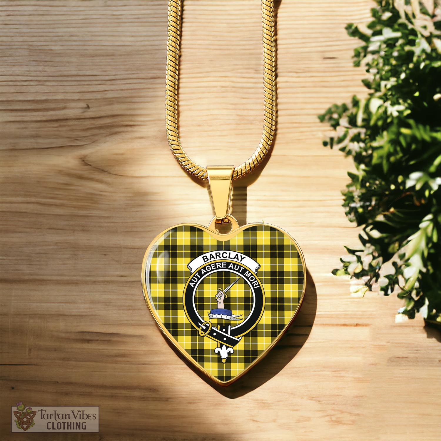 Tartan Vibes Clothing Barclay Dress Modern Tartan Heart Necklace with Family Crest