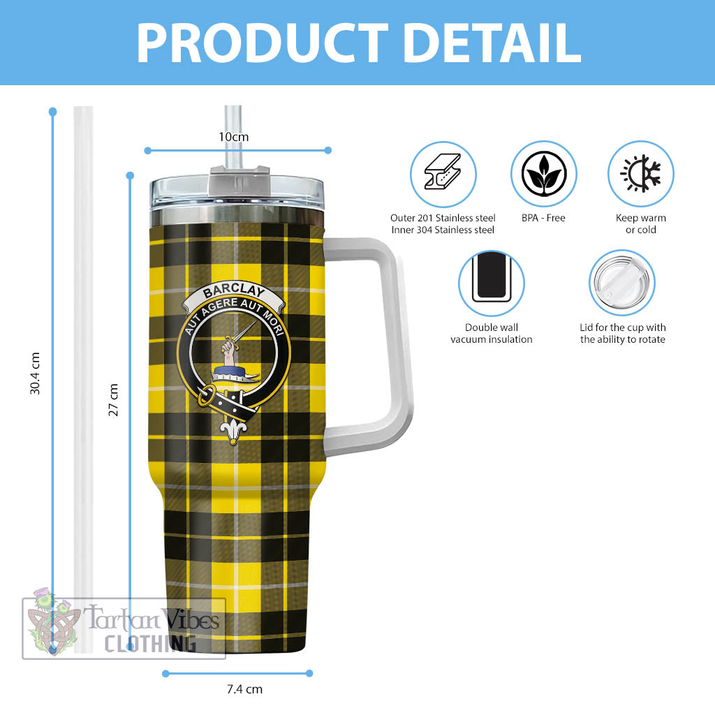 Tartan Vibes Clothing Barclay Dress Modern Tartan and Family Crest Tumbler with Handle