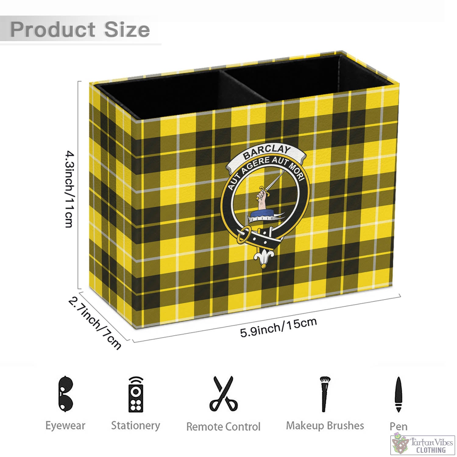 Tartan Vibes Clothing Barclay Dress Modern Tartan Pen Holder with Family Crest