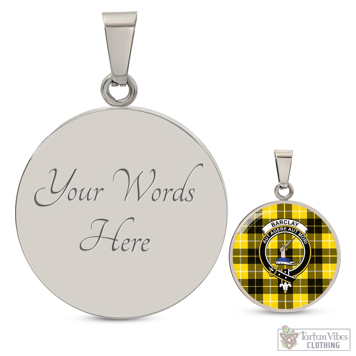 Tartan Vibes Clothing Barclay Dress Modern Tartan Circle Necklace with Family Crest