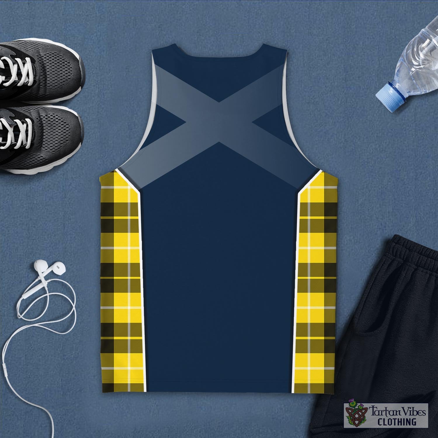 Tartan Vibes Clothing Barclay Dress Modern Tartan Men's Tanks Top with Family Crest and Scottish Thistle Vibes Sport Style