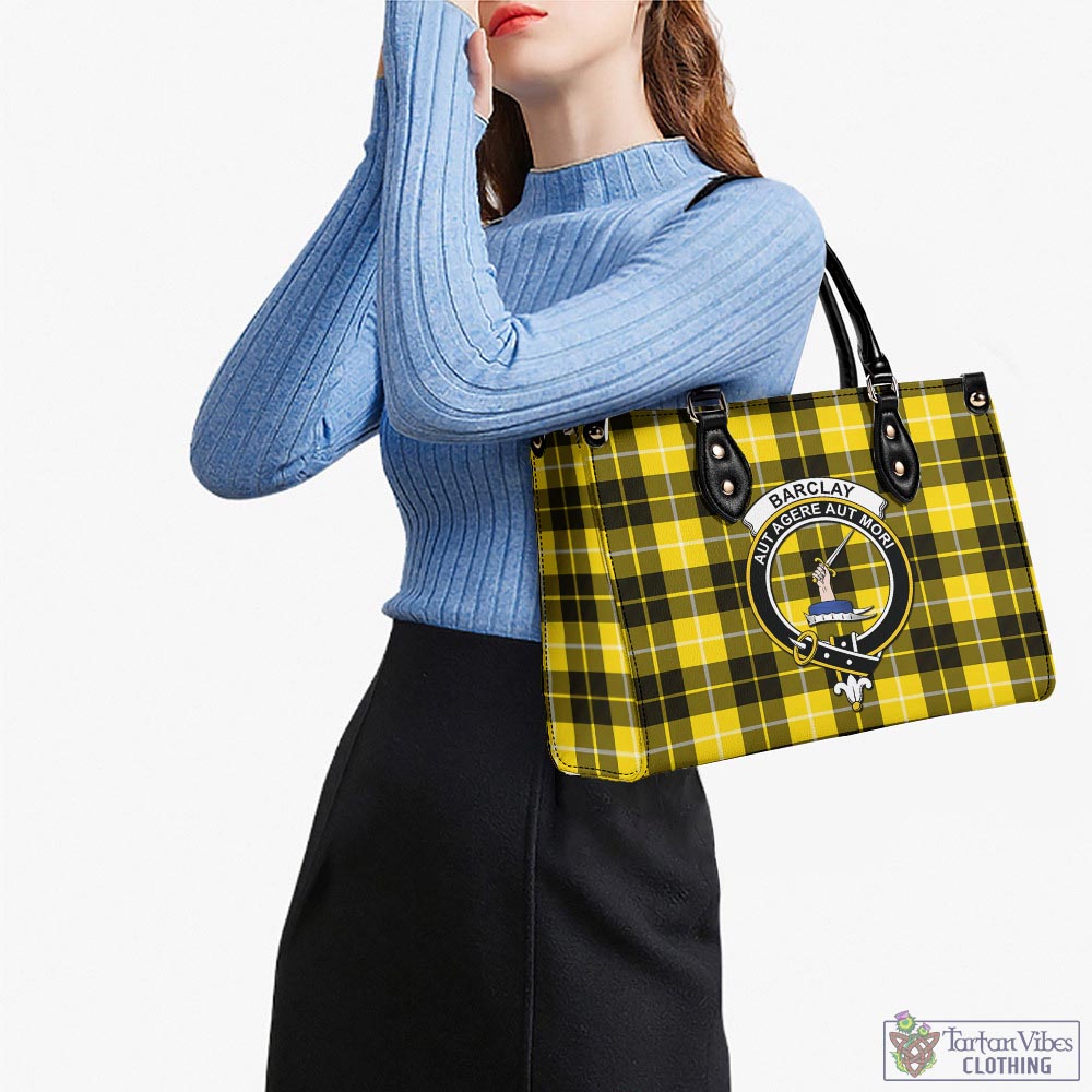 Tartan Vibes Clothing Barclay Dress Modern Tartan Luxury Leather Handbags with Family Crest