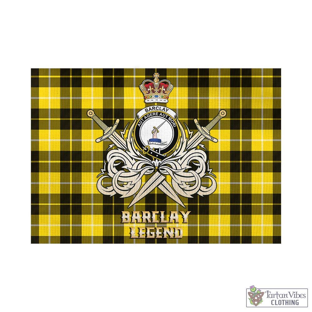 Tartan Vibes Clothing Barclay Dress Modern Tartan Flag with Clan Crest and the Golden Sword of Courageous Legacy