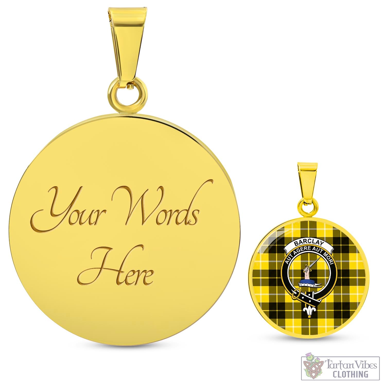 Tartan Vibes Clothing Barclay Dress Modern Tartan Circle Necklace with Family Crest