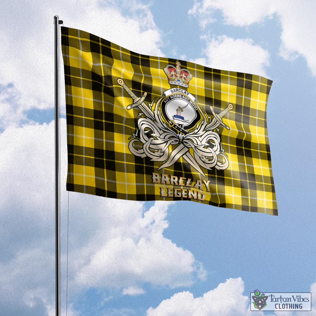 Tartan Vibes Clothing Barclay Dress Modern Tartan Flag with Clan Crest and the Golden Sword of Courageous Legacy