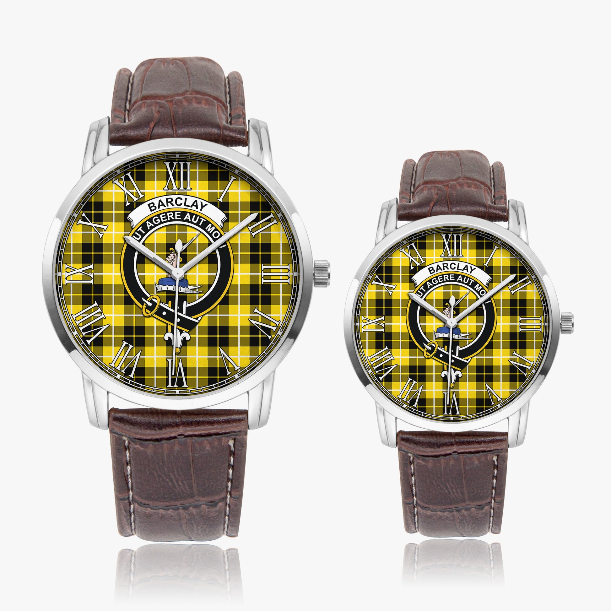 Barclay Dress Modern Tartan Family Crest Leather Strap Quartz Watch - Tartanvibesclothing