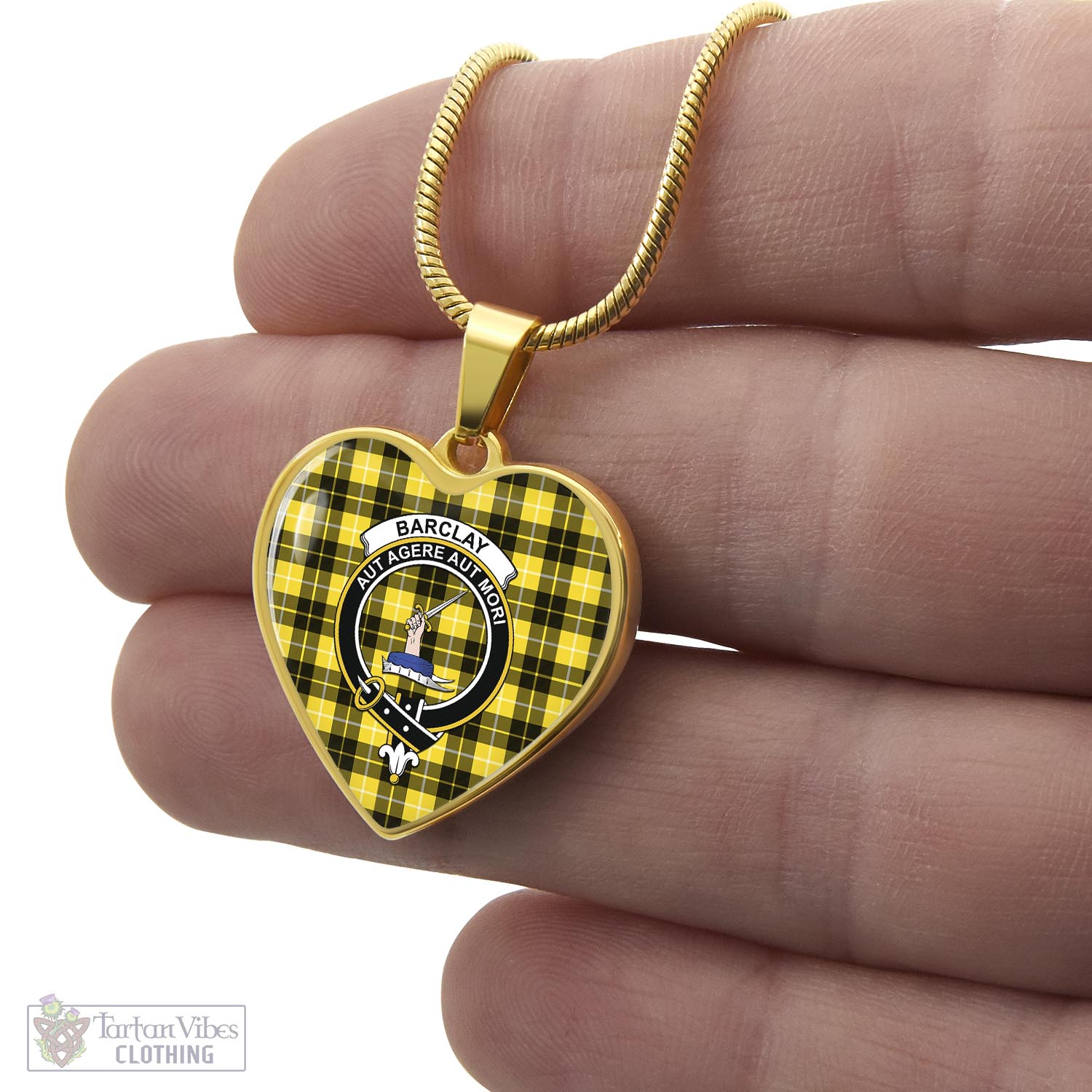 Tartan Vibes Clothing Barclay Dress Modern Tartan Heart Necklace with Family Crest