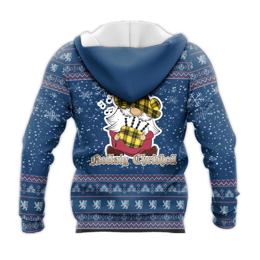 Barclay Dress Modern Clan Christmas Knitted Hoodie with Funny Gnome Playing Bagpipes - Tartanvibesclothing