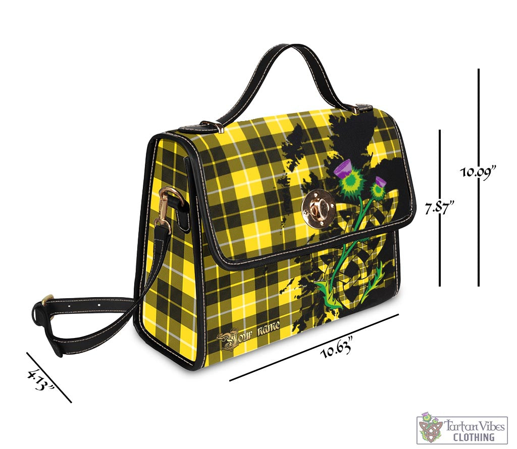 Tartan Vibes Clothing Barclay Dress Modern Tartan Waterproof Canvas Bag with Scotland Map and Thistle Celtic Accents