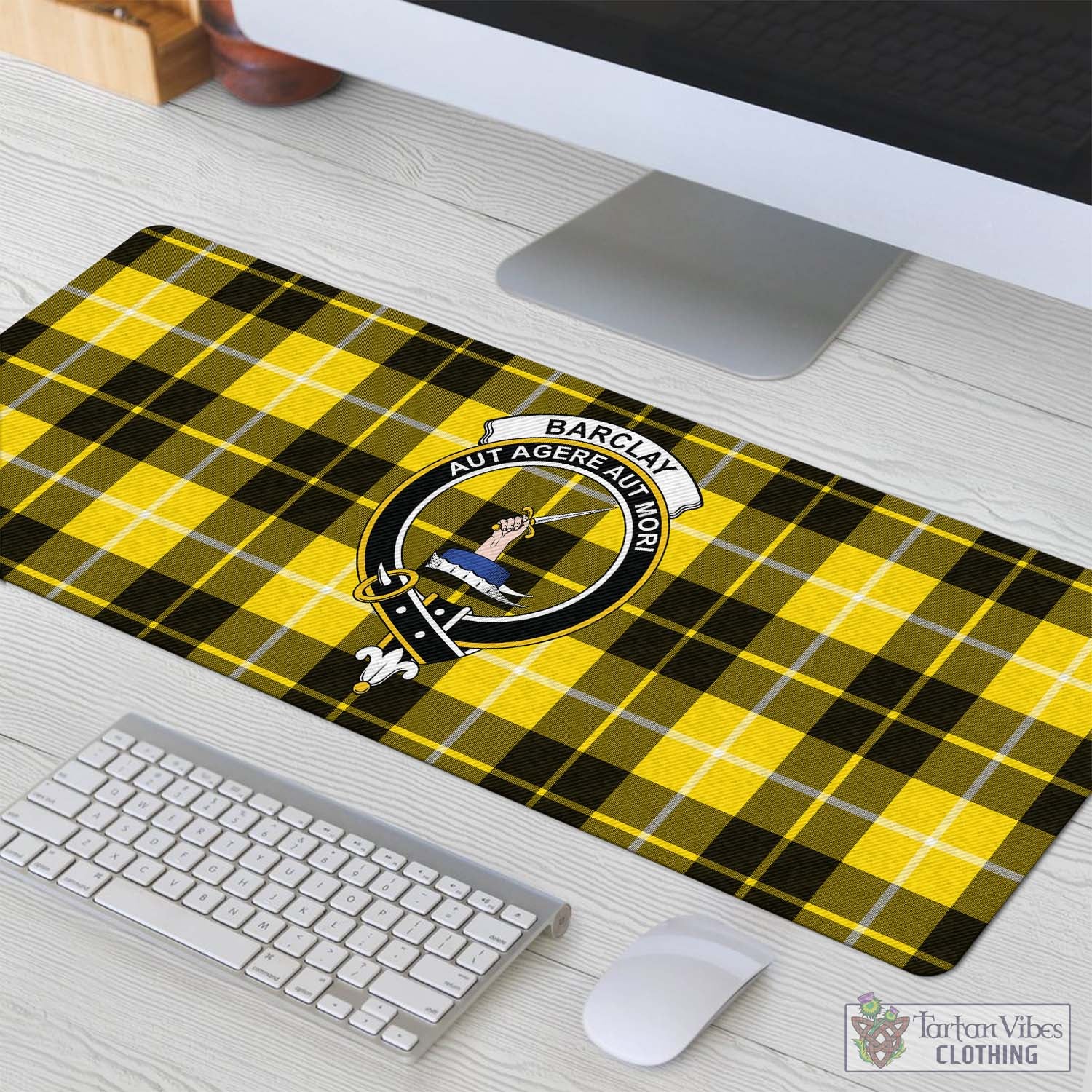 Tartan Vibes Clothing Barclay Dress Modern Tartan Mouse Pad with Family Crest