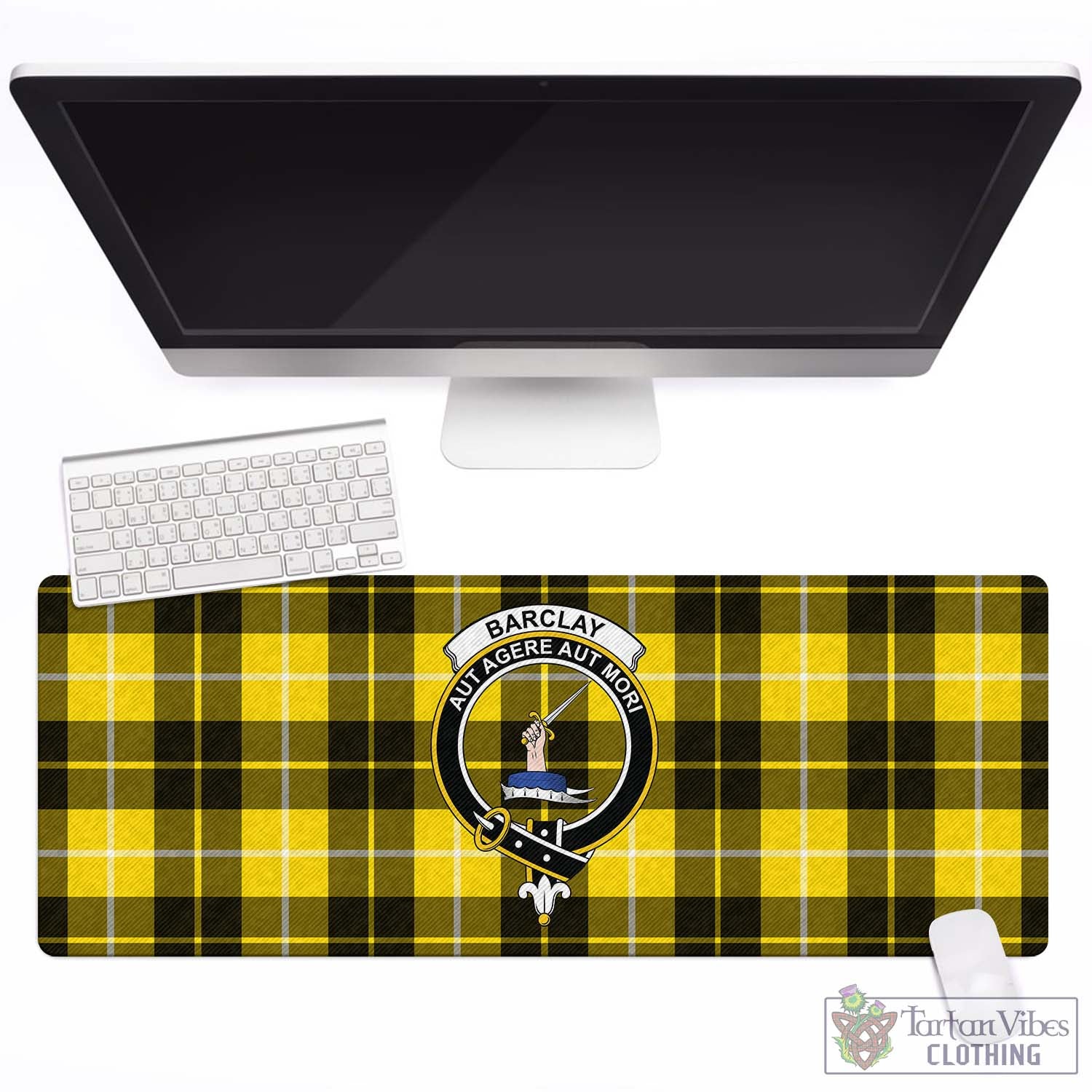 Tartan Vibes Clothing Barclay Dress Modern Tartan Mouse Pad with Family Crest