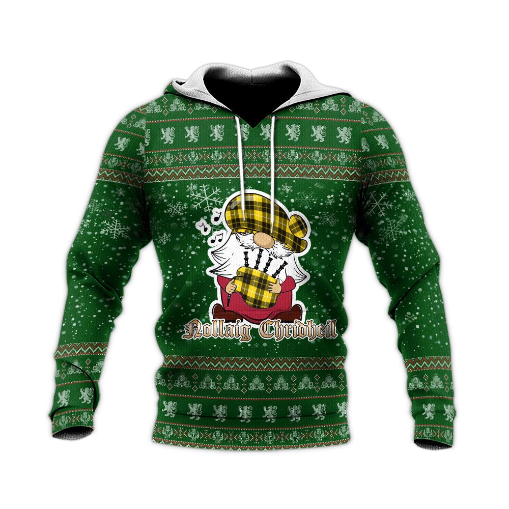 Barclay Dress Modern Clan Christmas Knitted Hoodie with Funny Gnome Playing Bagpipes - Tartanvibesclothing