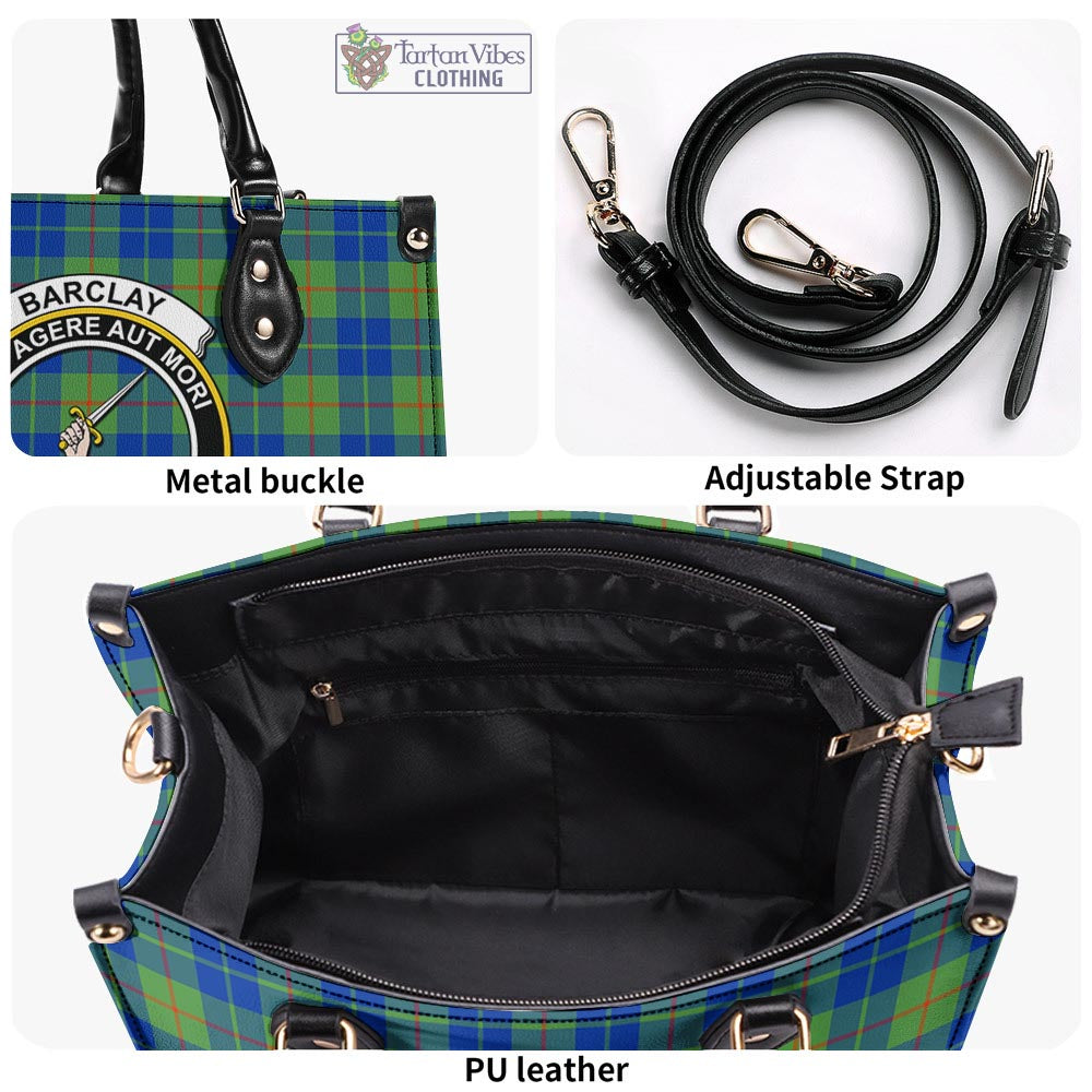 Tartan Vibes Clothing Barclay Hunting Ancient Tartan Luxury Leather Handbags with Family Crest