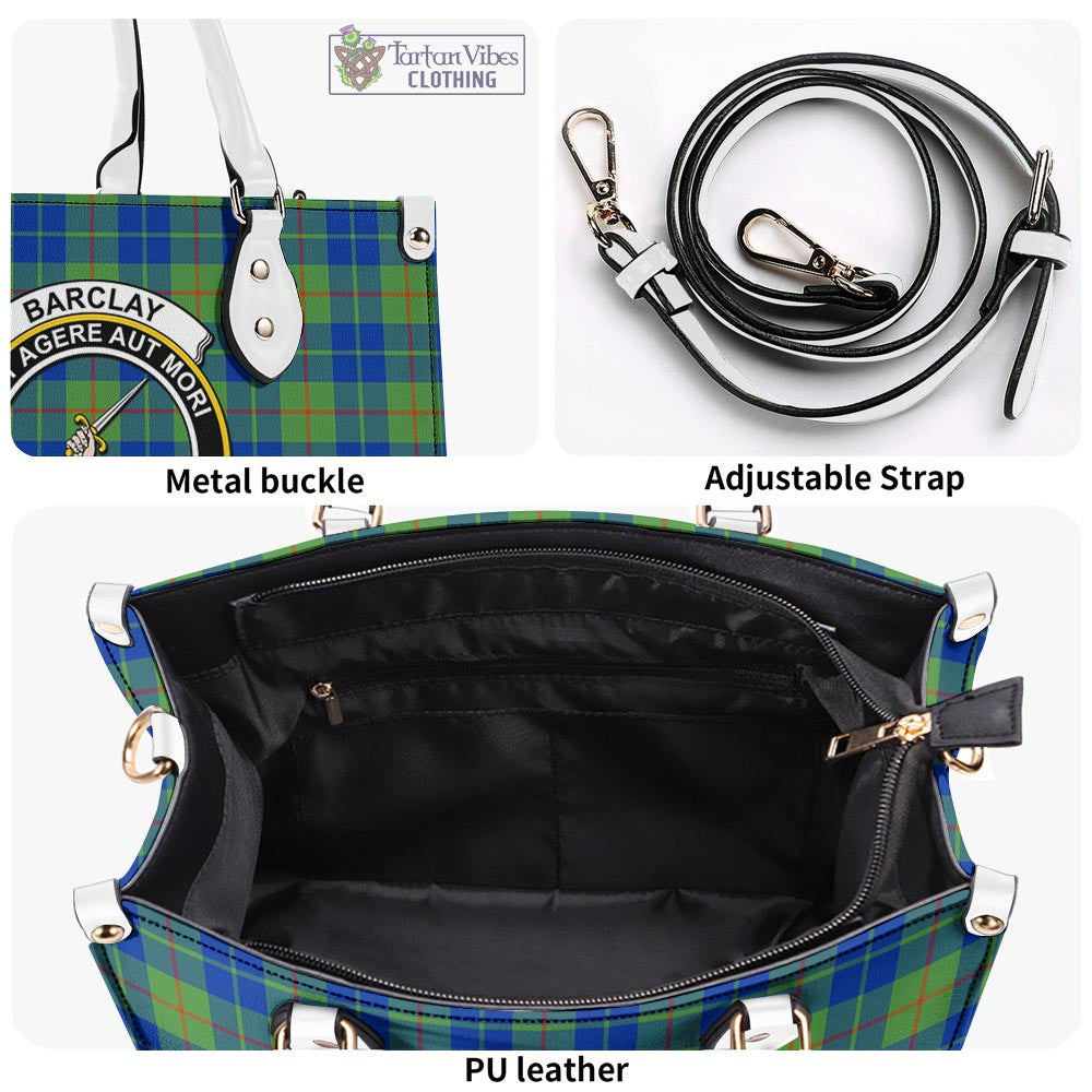 Tartan Vibes Clothing Barclay Hunting Ancient Tartan Luxury Leather Handbags with Family Crest