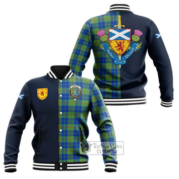 Barclay Hunting Ancient Tartan Baseball Jacket Alba with Scottish Lion Royal Arm Half Style