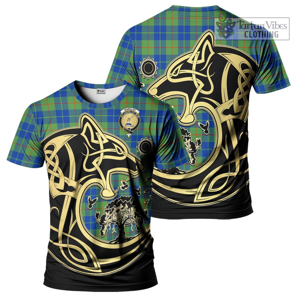 Barclay Hunting Ancient Tartan T-Shirt with Family Crest Celtic Wolf Style Kid's Shirt - Tartan Vibes Clothing