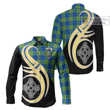 Barclay Hunting Ancient Tartan Long Sleeve Button Shirt with Family Crest and Celtic Symbol Style