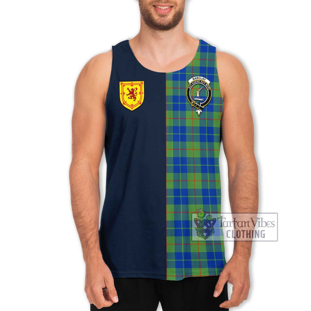 Tartan Vibes Clothing Barclay Hunting Ancient Tartan Men's Tank Top with Scottish Lion Royal Arm Half Style