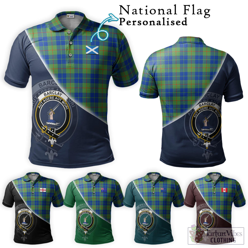 Barclay Hunting Ancient Tartan Polo Shirt with Personalised National Flag and Family Crest Half Style Maroon - Tartanvibesclothing Shop