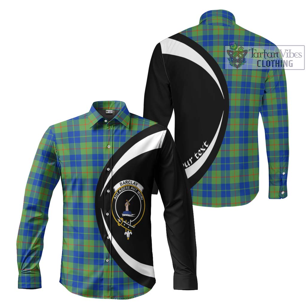 Barclay Hunting Ancient Tartan Long Sleeve Button Up with Family Crest Circle Style Men's Shirt S - Tartan Vibes Clothing