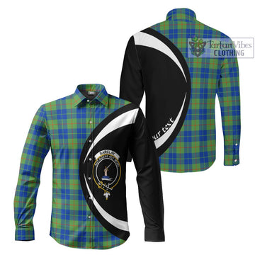 Barclay Hunting Ancient Tartan Long Sleeve Button Up with Family Crest Circle Style