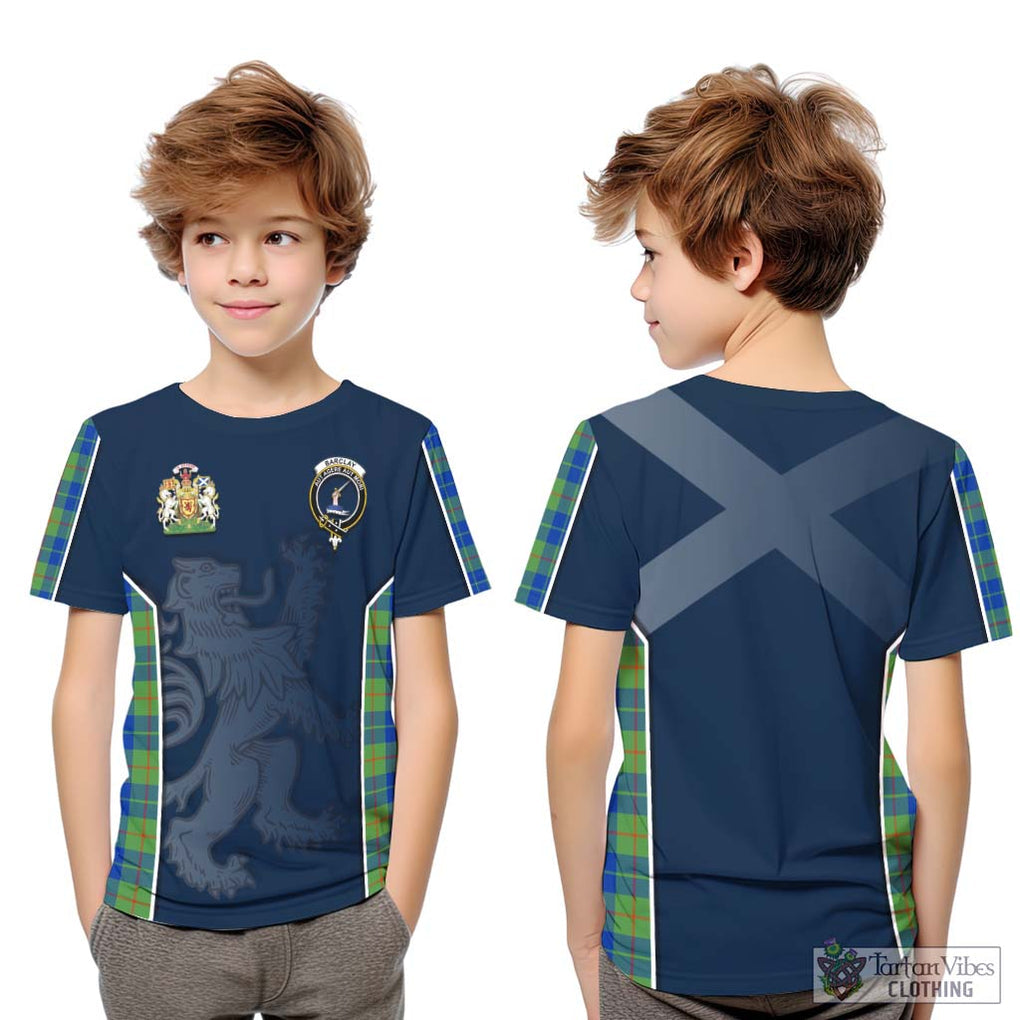 Barclay Hunting Ancient Tartan Kid T-Shirt with Family Crest and Lion Rampant Vibes Sport Style Youth XL Size14 - Tartan Vibes Clothing