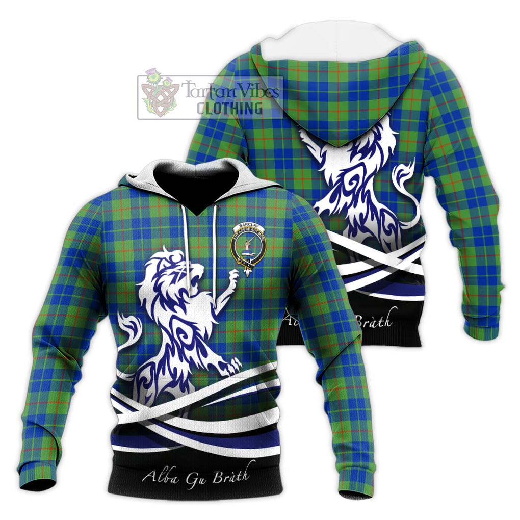 Barclay Hunting Ancient Tartan Knitted Hoodie with Alba Gu Brath Regal Lion Emblem Unisex Knitted Pullover Hoodie - Tartanvibesclothing Shop