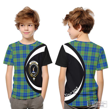 Barclay Hunting Ancient Tartan Kid T-Shirt with Family Crest Circle Style