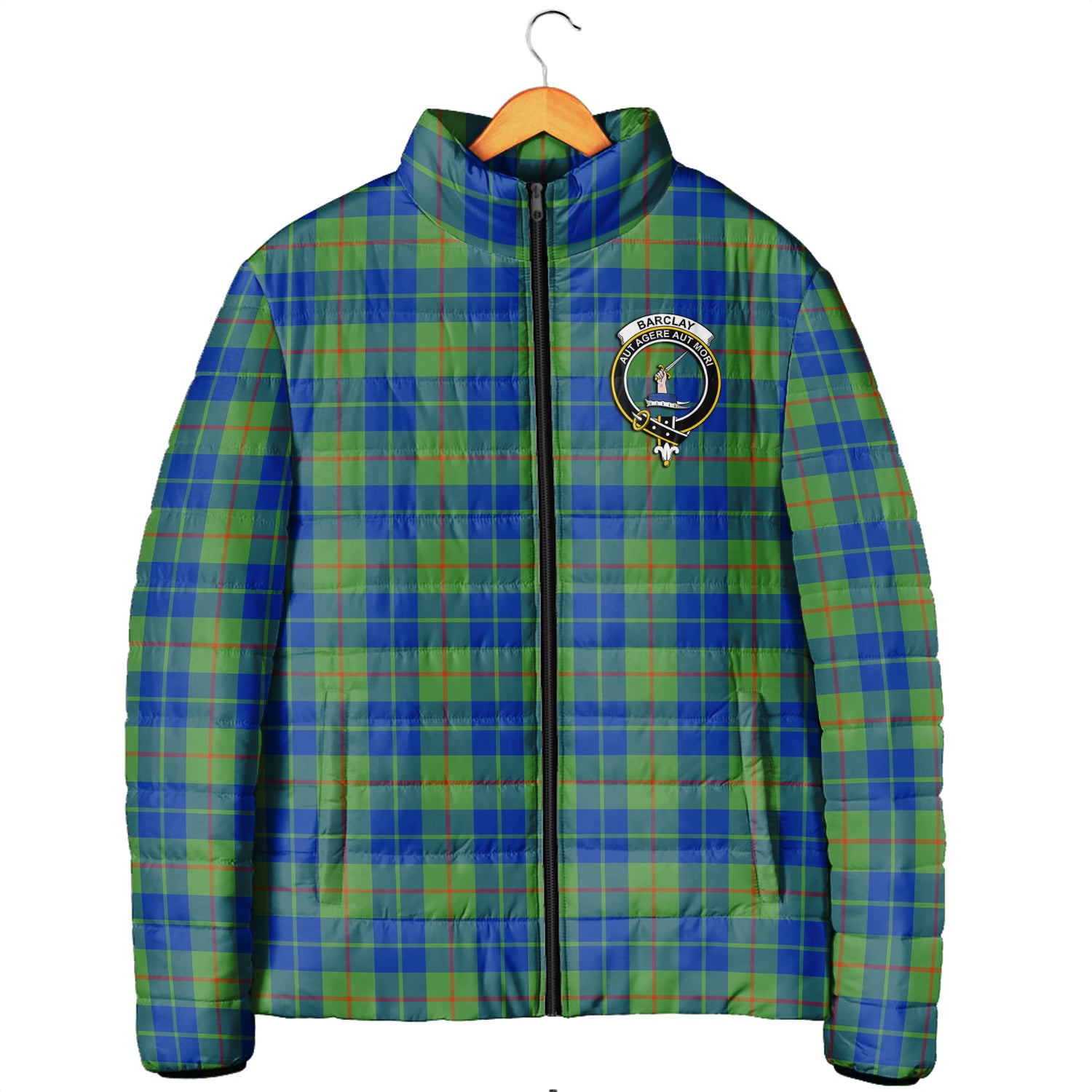 Barclay Hunting Ancient Tartan Padded Jacket with Family Crest Men's Padded Jacket - Tartan Vibes Clothing