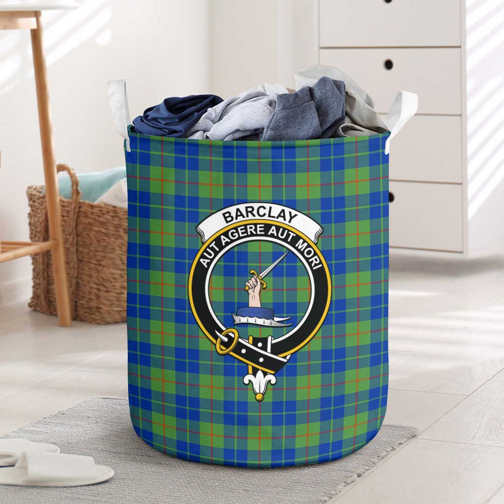 Barclay Hunting Ancient Tartan Laundry Basket with Family Crest One Size - Tartanvibesclothing Shop