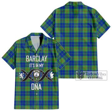 Barclay Hunting Ancient Tartan Short Sleeve Button Shirt with Family Crest DNA In Me Style