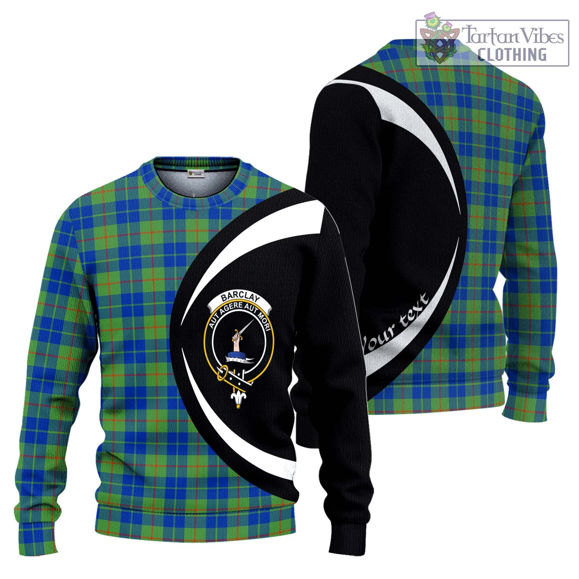 Barclay Hunting Ancient Tartan Ugly Sweater with Family Crest Circle Style Unisex - Tartan Vibes Clothing