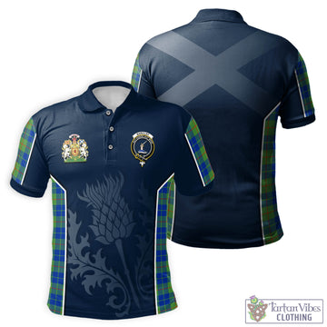 Barclay Hunting Ancient Tartan Men's Polo Shirt with Family Crest and Scottish Thistle Vibes Sport Style